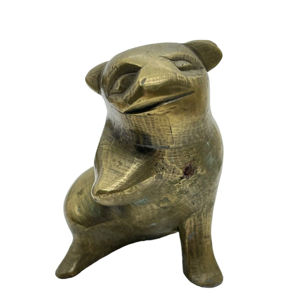 Brass Dog Animal Spirit Talisman Figurine Vintage Primitive Retro Chinese Indian